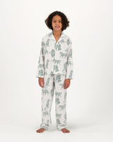 Boys Long Pyjamas Set Teal Leopard Off White