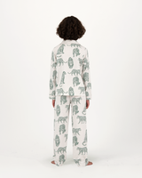Boys Long Pyjamas Set Teal Leopard Off White