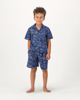 Boys Short Pyjamas Set Tropical Leopard on Navy
