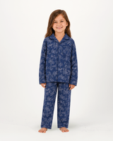 Girls long Pyjamas Set Tropical Leopard on Navy