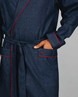 Mens Gown - Denim Dark Blue - Red Piping