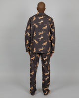 Mens Long Pyjamas Set Jumping Cheetah