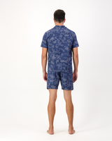 Mens Short Pyjamas Set Tropical Leopard on Navy