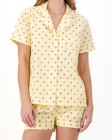 Womens Short Pyjamas Set Lady Bugs on Yellow