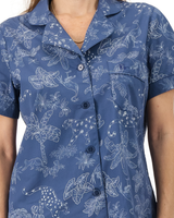 Womens Short Pyjamas Set Tropical Leopard on Navy