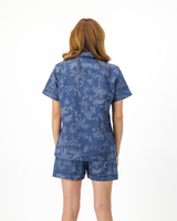 Womens Short Pyjamas Set Tropical Leopard on Navy