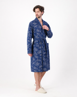 Mens Woven Gown Tropical Leopard on Navy