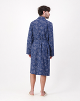 Mens Woven Gown Tropical Leopard on Navy