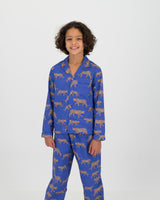 Boys Long Pyjamas Set Blue Cheetahs