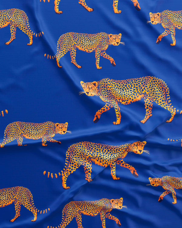 Mens Long Pyjamas Set Blue Cheetahs
