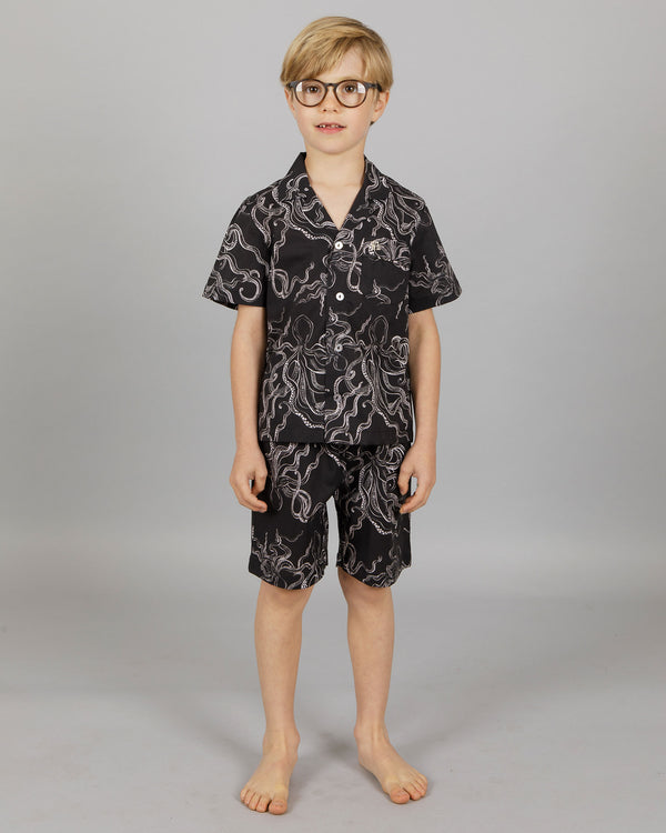 Boys Short Pyjamas Set Octopus Black