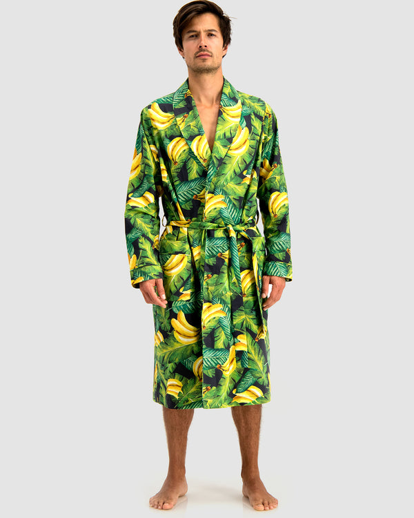 Mens Woven Gown Banana on Leaves