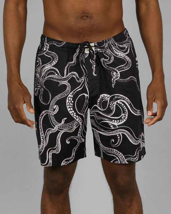 Mens Lounge Shorts Octopus Black