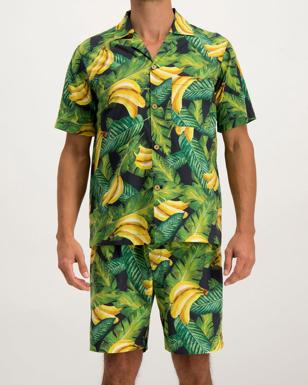Mens Short Pyjamas Set Banana on Leaves