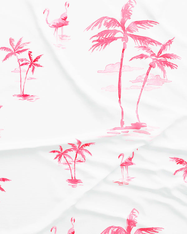 Mens Long Pyjamas Set Pink Palm