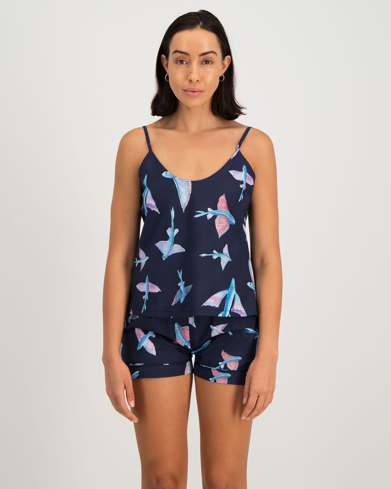 Pyjamas Flying Women's Black Flying Fish Pyjama Set | Breathable Comfort & Dream Dives ...
